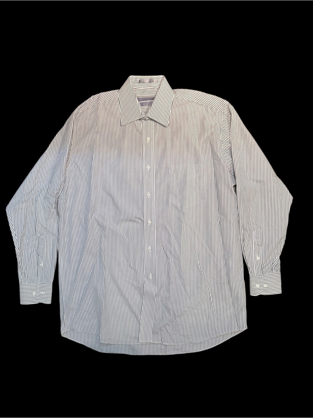 Forsyth of Canada Men’s Wrinkle Free Striped Dress Shirt White Black Approx: 2XL
